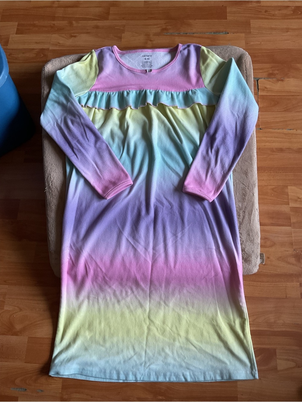 Carter's Girls Pastel Ombre Ruffle Long Sleeve Flannel Nightgown